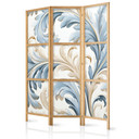 Japanischer Paravent, Raumteiler freistehend, Trennwand - Baroque Ornaments in Light - Cream-Blue Co