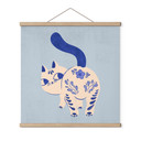 Textielposter Porseleinen Kat Delfts Blauw - Cantwell - Vierkant