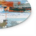 Glasbild Abstraktes Farbspiel blau orange - Cheney - Rund