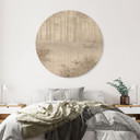 Houten Wanddecoratie bos bij het meer in beige mist - Ms Tiff - Rond