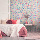 blomstertapet beige blå - tapet med blomsterdesign - naturligt tapet