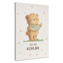 Leinwandbild mit Bär und Buch - Affirmation 'Ich bin schlau' für Kinder