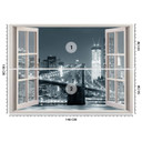 Fototapete Fensterblick New York City Brooklyn Bridge schwarz weiß