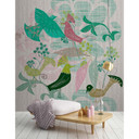 Fotomural Paredes de Patel 3 Birdland 3 verde, gris, rosa