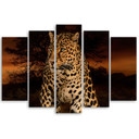 5-delt lærredsprint Leopard Panther Cat Safari