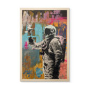 Plakat drewniany astronauta z gołębiem - Kuryliuk