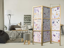 Japanischer Paravent, Raumteiler freistehend, Trennwand - Confetti-Style Terrazzo: Purple-Pink Patte