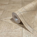 Non-woven tapet med geometrisk mønster, trekanter brun, beige grafik