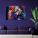 Lærred print, løve neon abstraktion