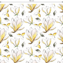 Tapet med mønster - illustrerede blomster - gul