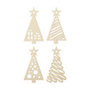 Holzdeko Weihnachten - Tannenbaum mit Muster 4er Set - Pappelholz - je 6x10 cm