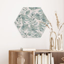 Sekskantet Billede jungleblade akvarel creme - Bloomery Decor - Alu-Dibond