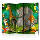Paravent Séparation de pièce - Safari coloré , 5 pièces - 225x172 cm