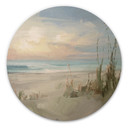 Houten Wanddecoratie Rustig strand in pastelkleuren - Cheney - Rond
