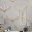 Grafisk tapet, non-woven tapet Kumano hvid, beige
