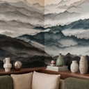 Papier Peint Photo Roerich Light - Paysage Montagneux Brumeux - Sir Edward x Grigory Gladarev