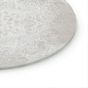 Glasbillede - Blid mandala på grå-beige - Bloomery Decor - Rund