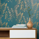 Blomstertapet, non-woven Novamur Jackie grøn, sølv