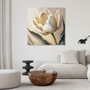 Canvasbillede, Tulipanblomster malet beige