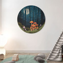 Obraz drewniany las i gwiazdy nocą - SpaceFrog Designs - Okrągły