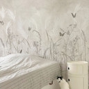 Scandinavisch design wilde bloemenweide met vlinders Fotobehang - Ms Tiff