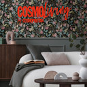 Tapeta w kwiaty COSMOPOLITAN czarno-różowa - nowoczesna botaniczna tapeta z włókniny