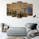 5 stykke lærredstryk New York Skyline USA Manhattan Brown