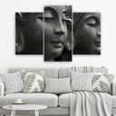 3 stykke lærredsprint, Buddha Zen Spa sort og hvid