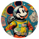 Naklejka na ścianę Treechild - Mickey jako astronauta w stylu retro - Okrągła