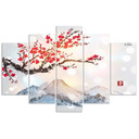 Lærredstryk 5 styk, Japansk kirsebærblomst
