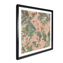 Plakat Botanika Dżungla z Papugami Różowy - Bloomery Decor - Kwadratowy