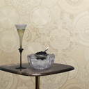 Versace Tapeta z włókniny Art De La Table Circles Floral Meander Medusa Beige Metallic