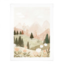 Plakat pastelowy krajobraz górski z kwiatami - Treechild