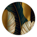 Tableau sur alu-Dibond rond Feuilles de palmier avec résumé effet or