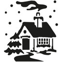 Wandtattoo Eingeschneites Haus im Winter