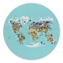 Vægcirkel Braun - World Map – print på aluminium (Alu-Dibond)