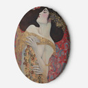 Rundt lærredsbillede - Kvinde rød abstrakt - G. Klimt