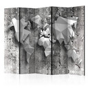 Rumdeler med skærm - Verdenskort: Origami , 5-delt - 225x172 cm