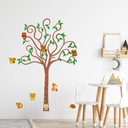 Sticker mural - Arbres avec animaux (bicolore)