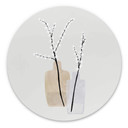 Tableau sur alu-Dibond rond Blursbyai - Deux vases avec des branches de saule dans des tons pastels