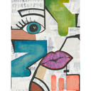 Pop art tapet farverigt - retro vintage non-woven tapet med ansigtsmotiv til stue og kontor