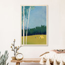 Tableau sur bois Camping au bord de la forêt - Rivers