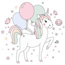 Sticker mural Kvilis - Illustration Licorne aux ballons