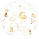 Sticker mural rond Oliver Robins - Doux rêves en blanc