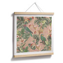 Plakat Botanika Dżungla z Papugami Różowy - Bloomery Decor - Kwadratowy