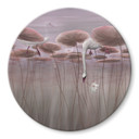 Glasschilderijen Lotusbloemen met zwaan in water in donkerroze - Ms Tiff - Rond