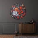 Rundes Leinwandbild Blumen Blätter Rosen