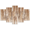 5 stykke lærredsprint, Love Inscription Boards Brun