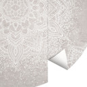 Delikatna mandala na szaro-beżowej fototapecie - Bloomery Decor - Okrągła - Samoprzylepna / nietkana