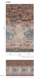 Fototapet med stenlignende look Rød, blå, steneffekt 2,70 x 1,59 m